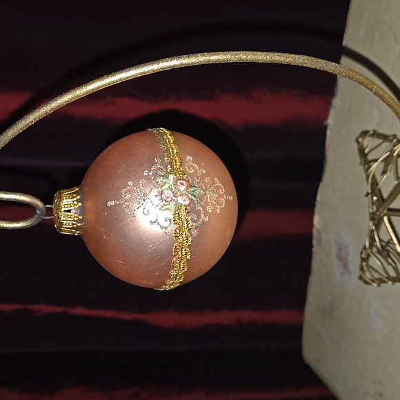 Vintage Glass Ornament  embroidery and gold glitter embellished German - Picture 1 of 4